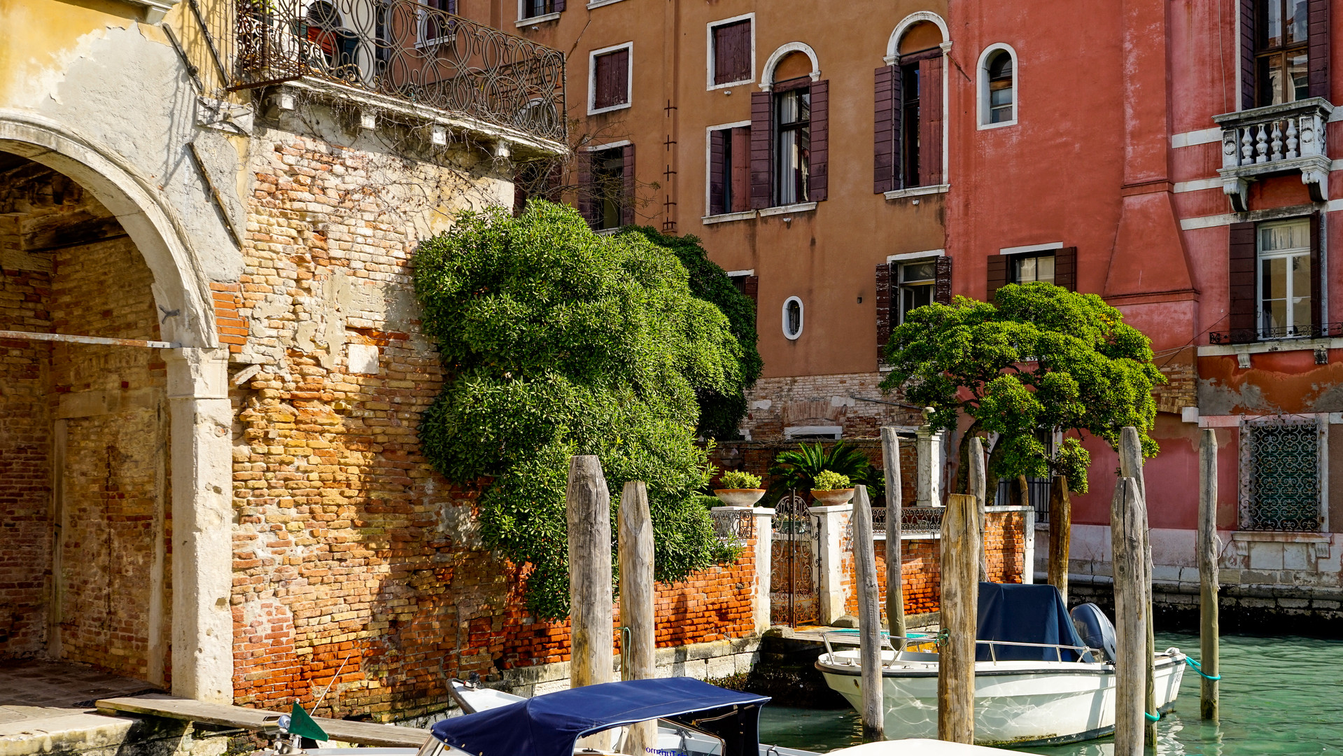 Gartenmauer eines Hausgartens am Canal Grande