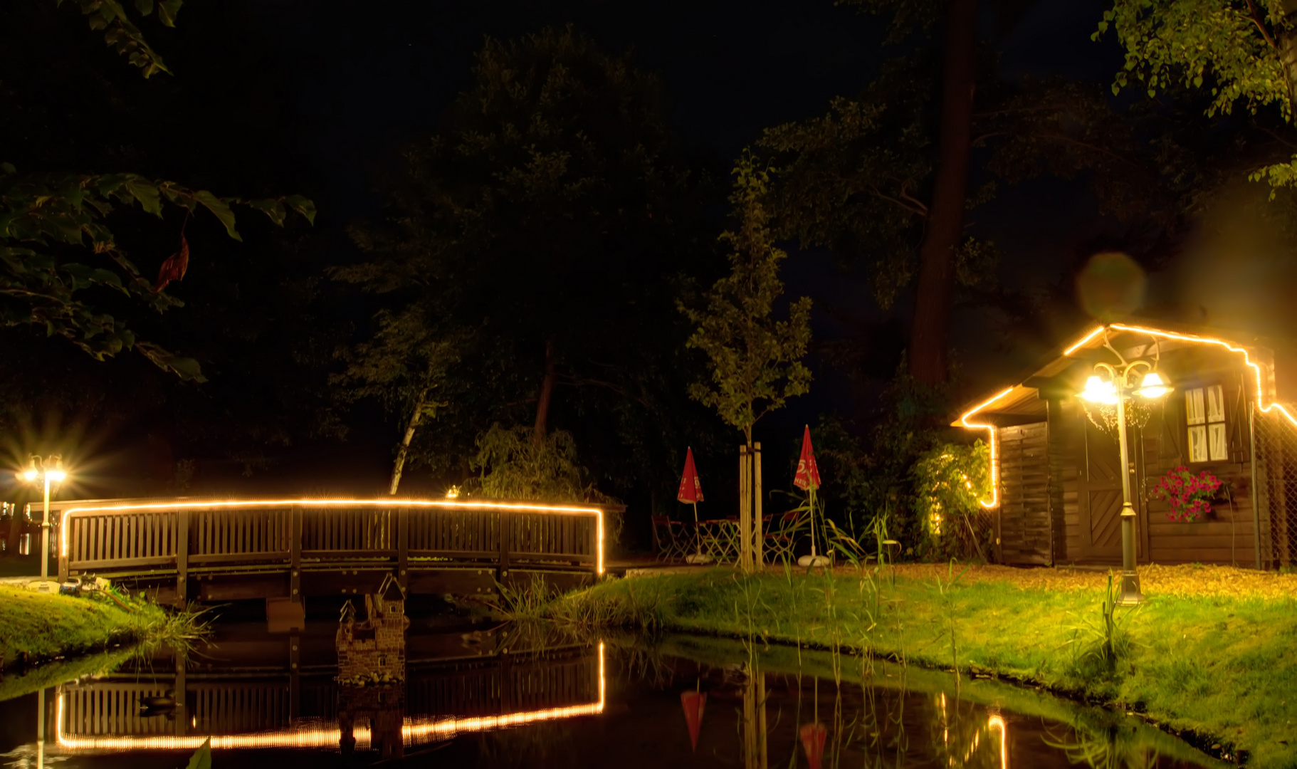 Gartenteich ist dunkel gleich...