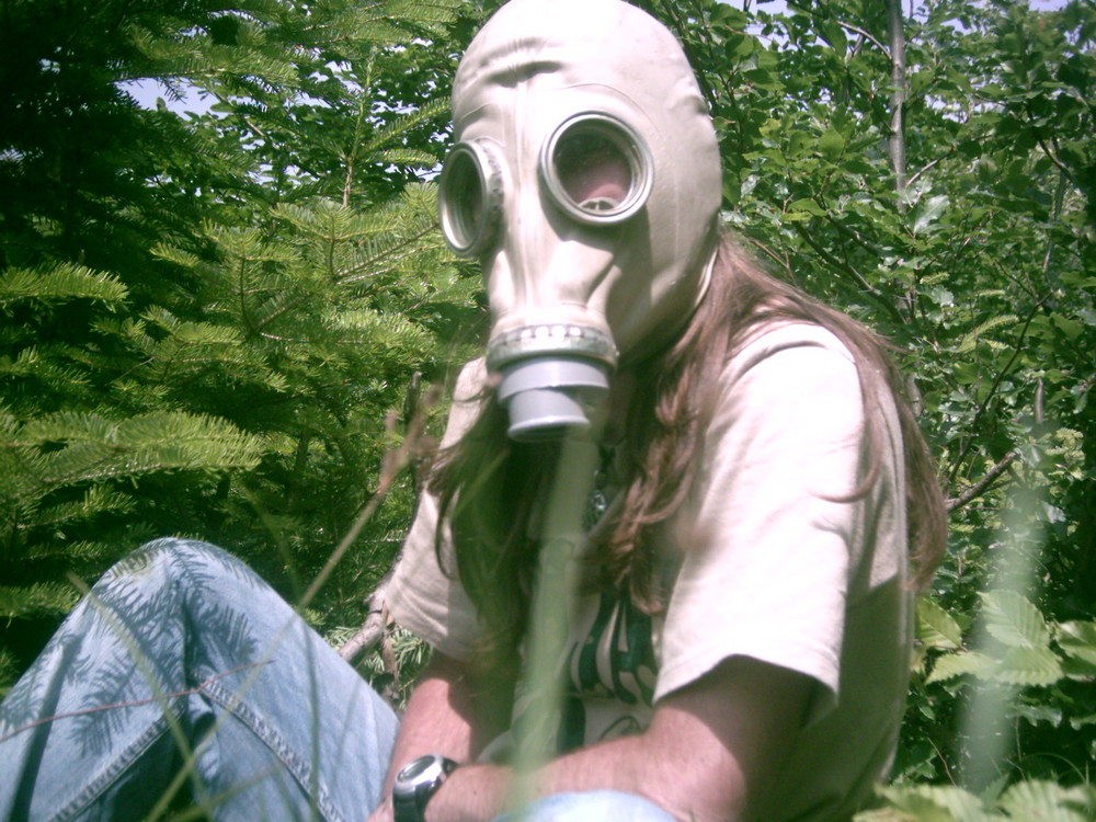 Gas mask in the forest
