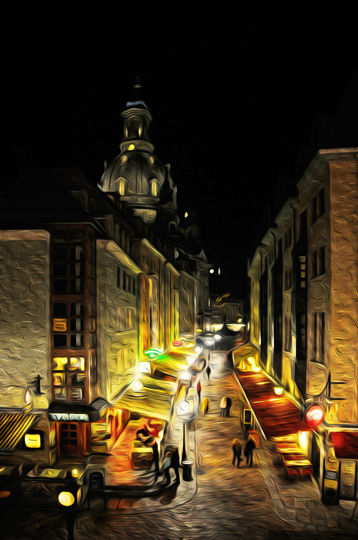 Gasse in Dresden bei Nacht