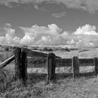 Gatter vor Dünen und Wolken, Ameland 2005