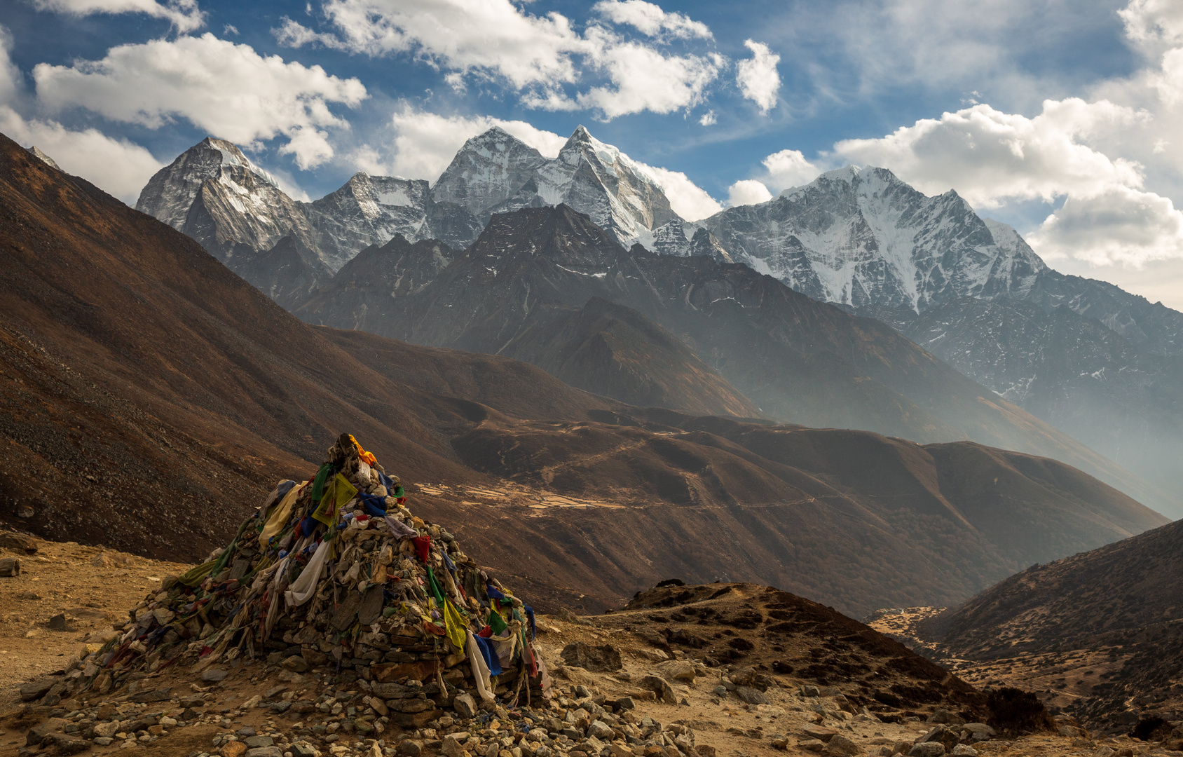 Gebete auf dem Weg zum Everest-Basecamp