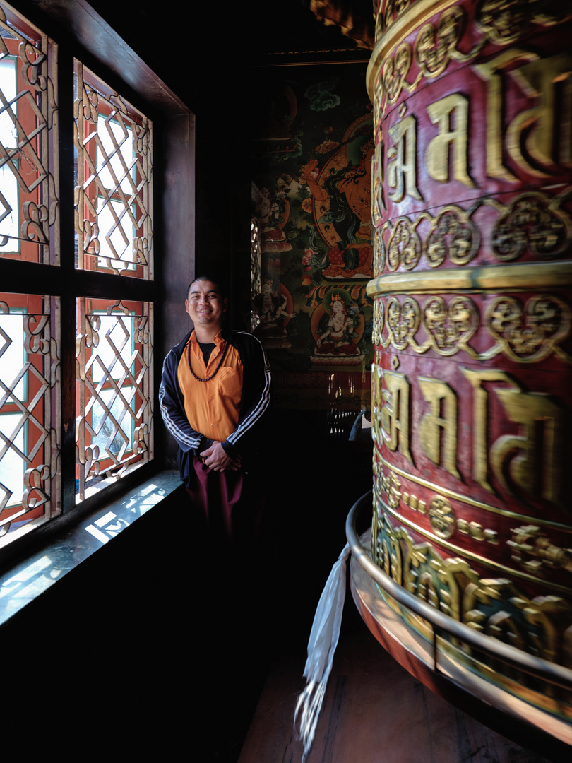 Gebetsmühle im Boudhanath Tempel