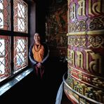 Gebetsmühle im Boudhanath Tempel