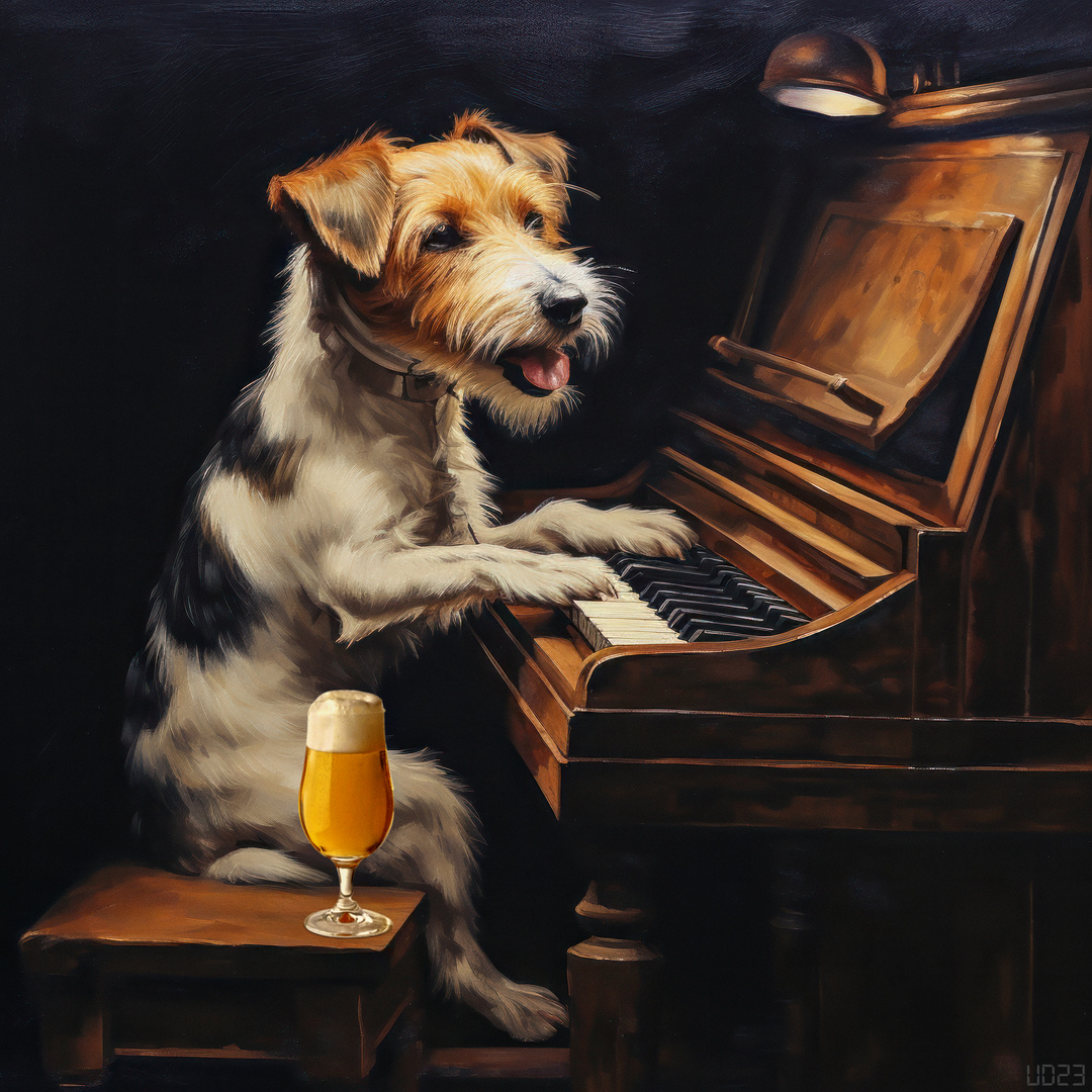 Geb\'n Sie dem Hund am Klavier, noch \'n Bier Foto & Bild | ki-generierte  bilder, ki - montagen, composing Bilder auf fotocommunity