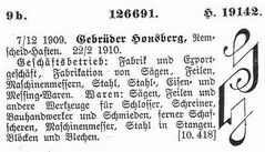 Gebr. Honsber 1909