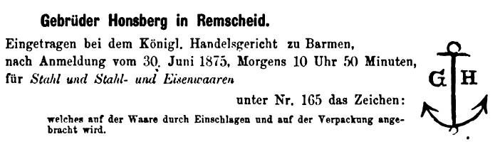 Gebr. Honsberg 1875