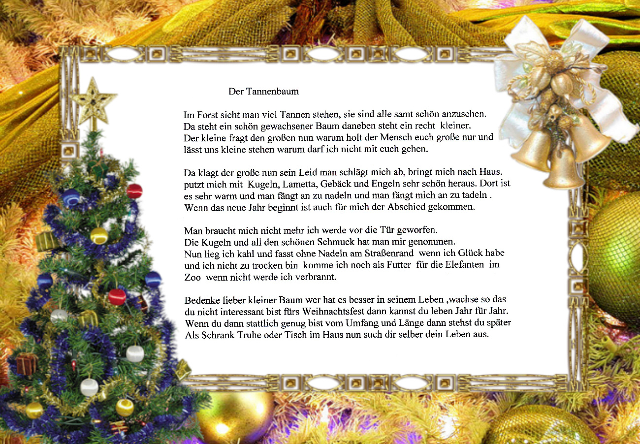 Gedicht Vom Tannenbaum Foto Bild Karten Und Kalender Weihnachtskarten Karten Bilder Auf Fotocommunity