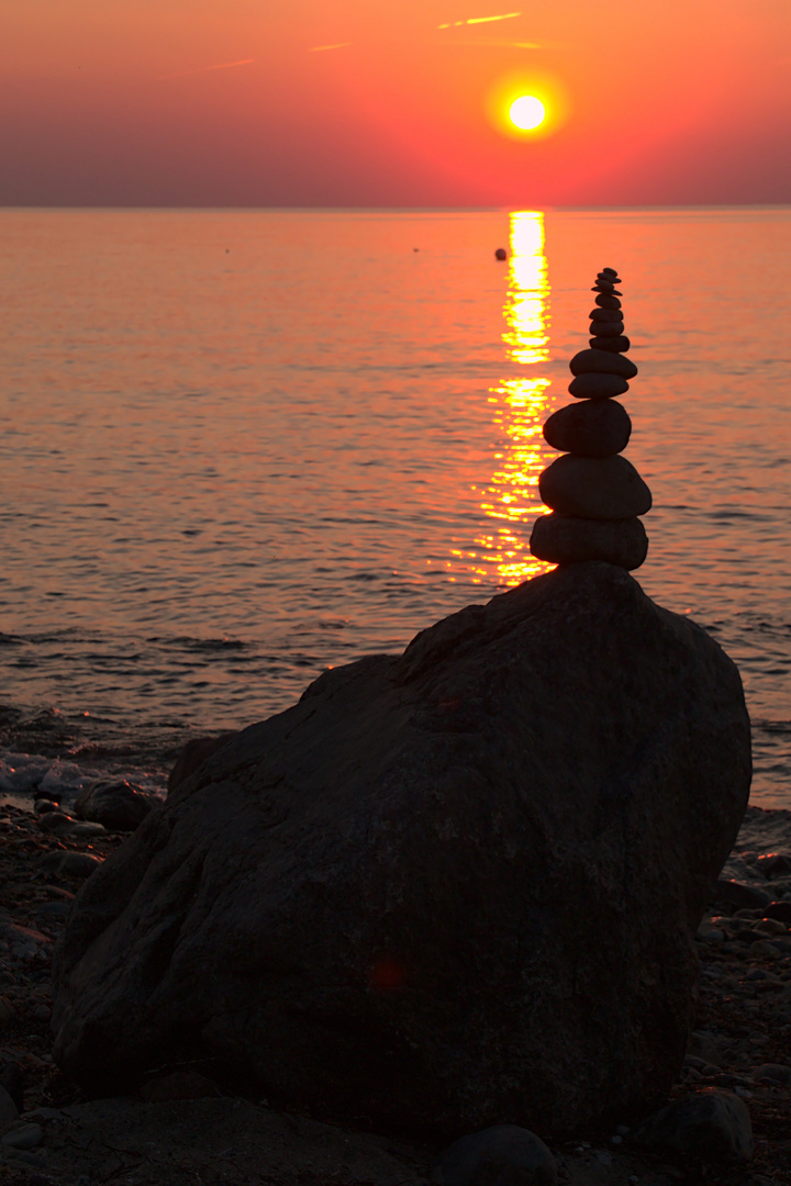 Geduldspiel im Sonnenuntergang