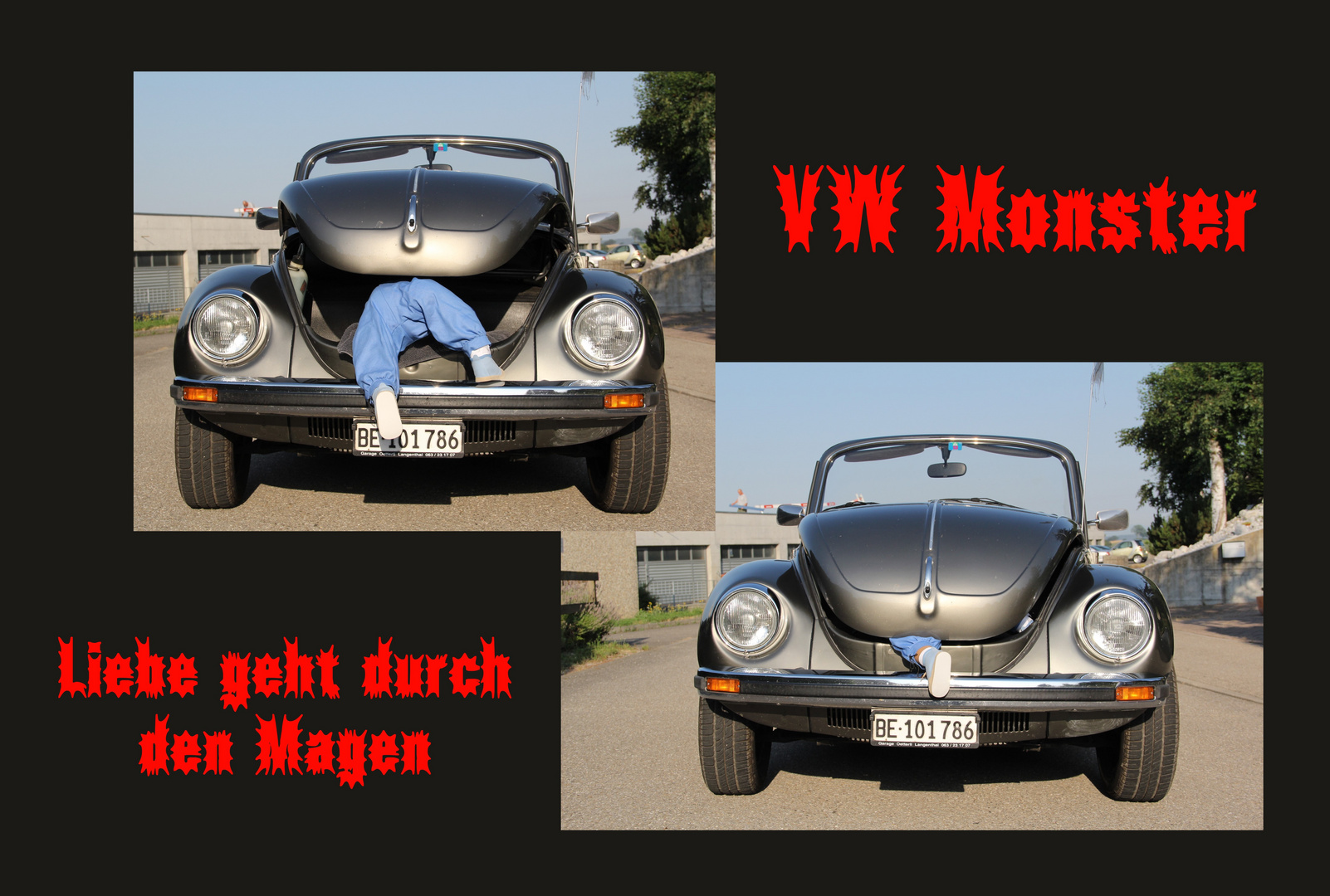 Gefräsiger VW Käfer bei der Mahlzeit...... Autsch