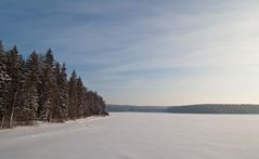 gefrorener Stausee in Muldenhammer