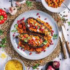 Gefüllte Aubergine mit Bulgur