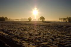 Gegenlicht über Schnee