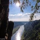 Gegenlichtaufnahme Sächsische Schweiz - Blick zur Elbe und Wartturm