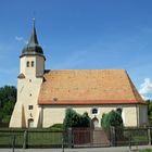Geierswalde bei Senftenberg: Die Kirche mit dem schiefen Turm (Folgen des ehemaligen Tagebaues)