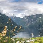 Geiranger Klassische Ansicht mit Kreuzfahrtschiff 