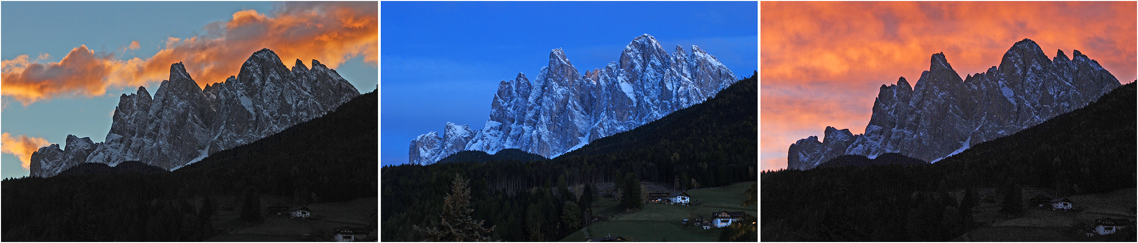 Geisler ohne Alpenglühen, aber