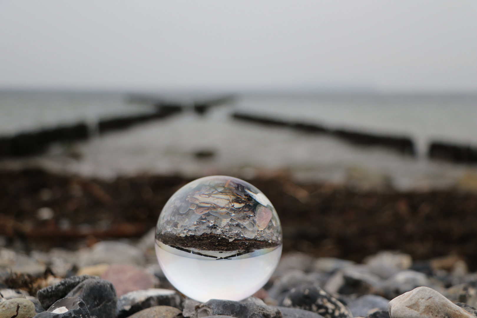 gekreuzte Buhnen bei Dranske an der Ostsee