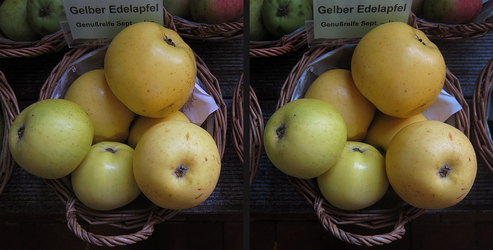 Gelber Edelapfel (3D Kreuzblick)