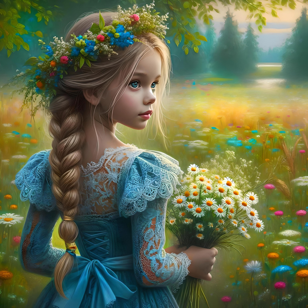 Gemälde eines Blumenmädchen