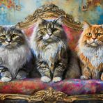 Gemälde -  Katzen auf  Rokoko Sofa 