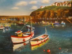 gemalte Version Mewagissey in Cornwall