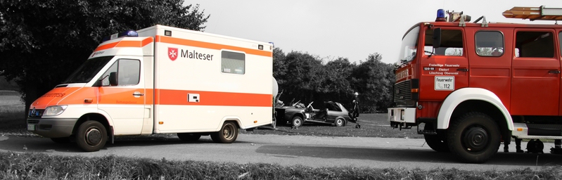 Gemeinschaftsübung des MHD und unseres Löschzuges. Verkehrsunfall.