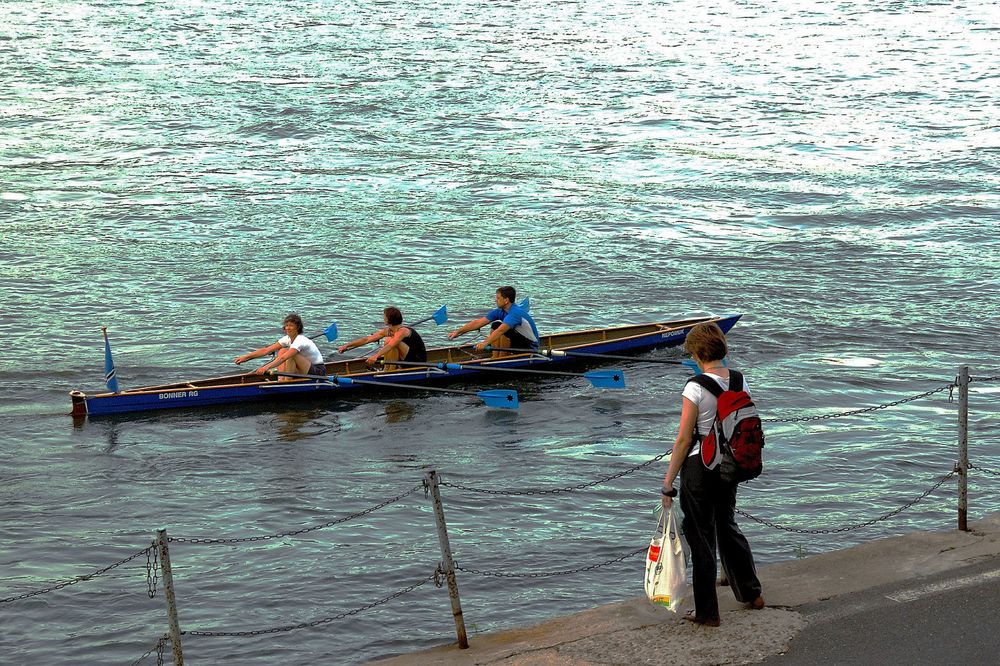 Gemischter Doppel-Dreier beim abendlichen Training in Höhe "Rheinallee", Bad Godesberg