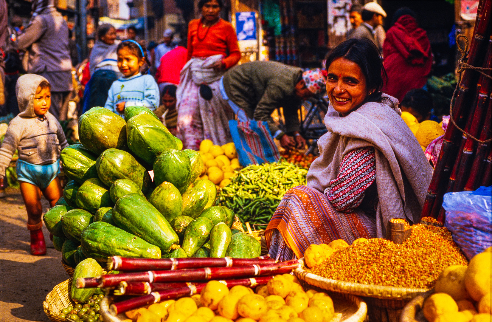 Gemüseverkäuferin in Kathmandu