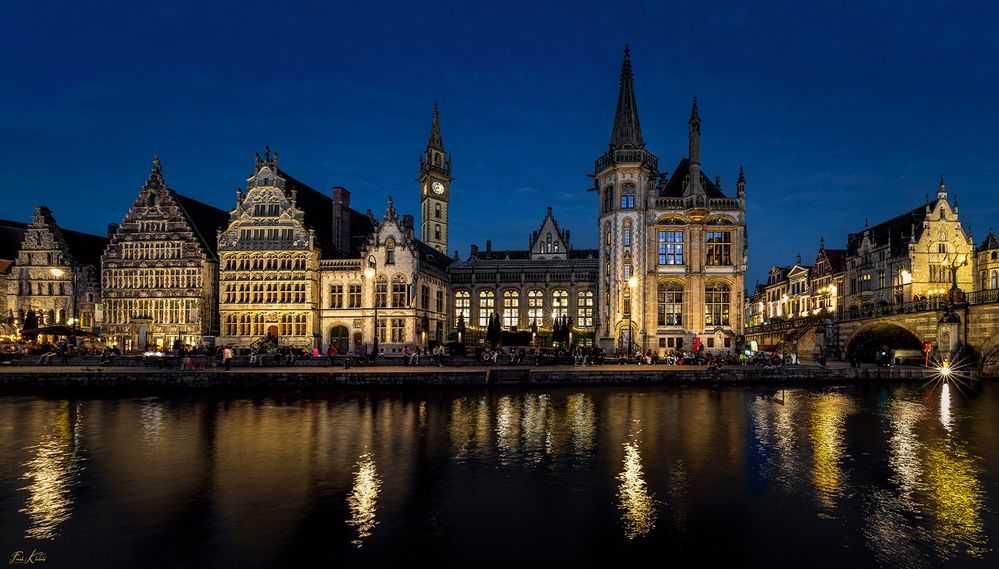 Gent am Abend - Blick auf die Graslei