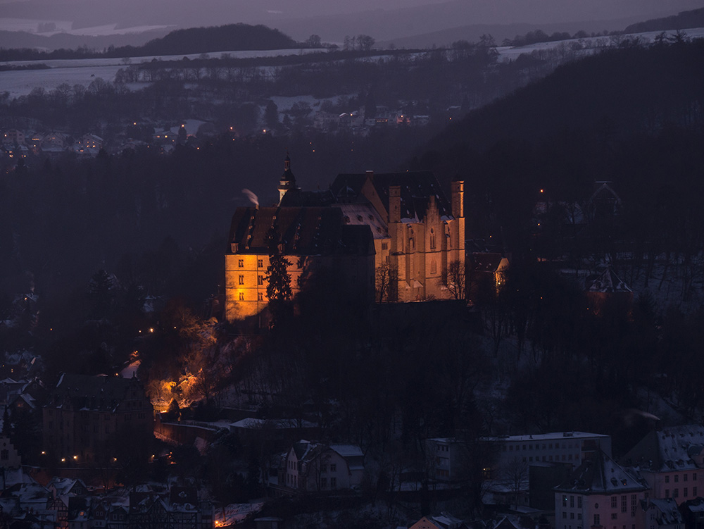 Gerhard Rausch: Marburger Schloss bei Nacht