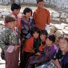 German boy meeting Bhutanese school children