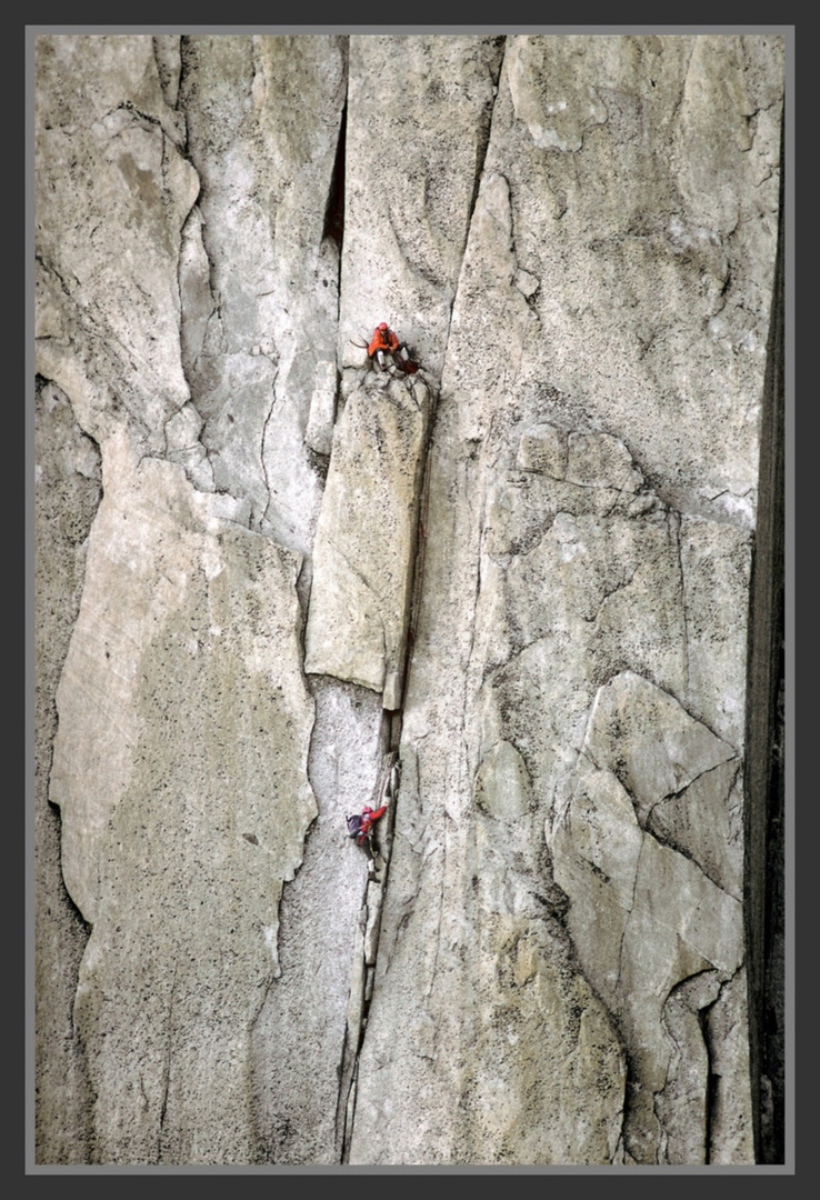 German climbers in Pillier Bonatti, les Drus, Chamonix