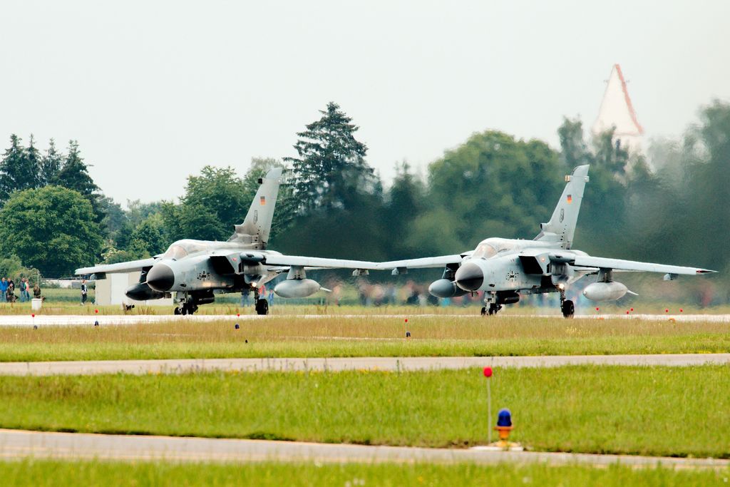 German Panavia Tornados Lined-up on Runway 27 (ETSN)