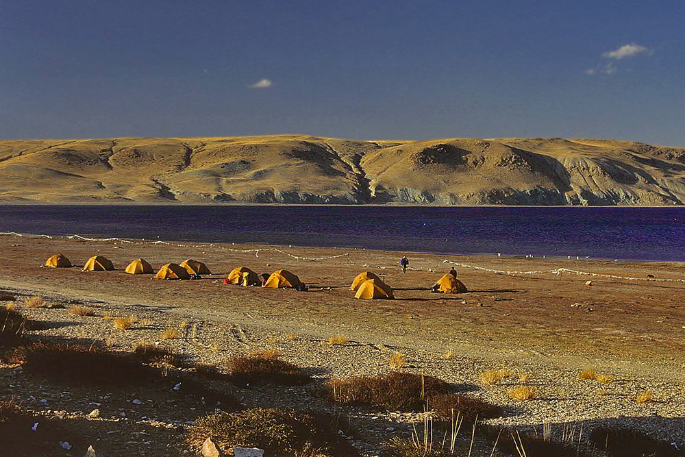 German tourist group camp at the lake side