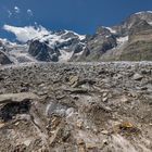 Geröll auf dem Morteratsch-Gletscher.