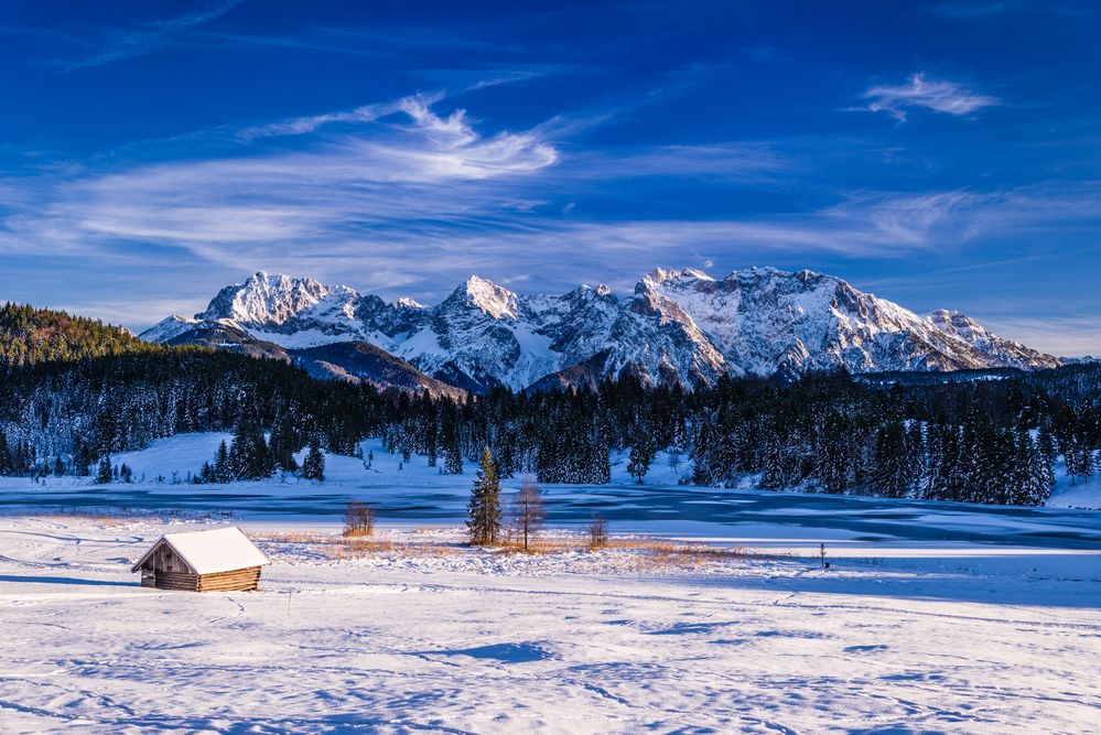 Geroldsee gegen Karwendelgebirge, Oberbayern