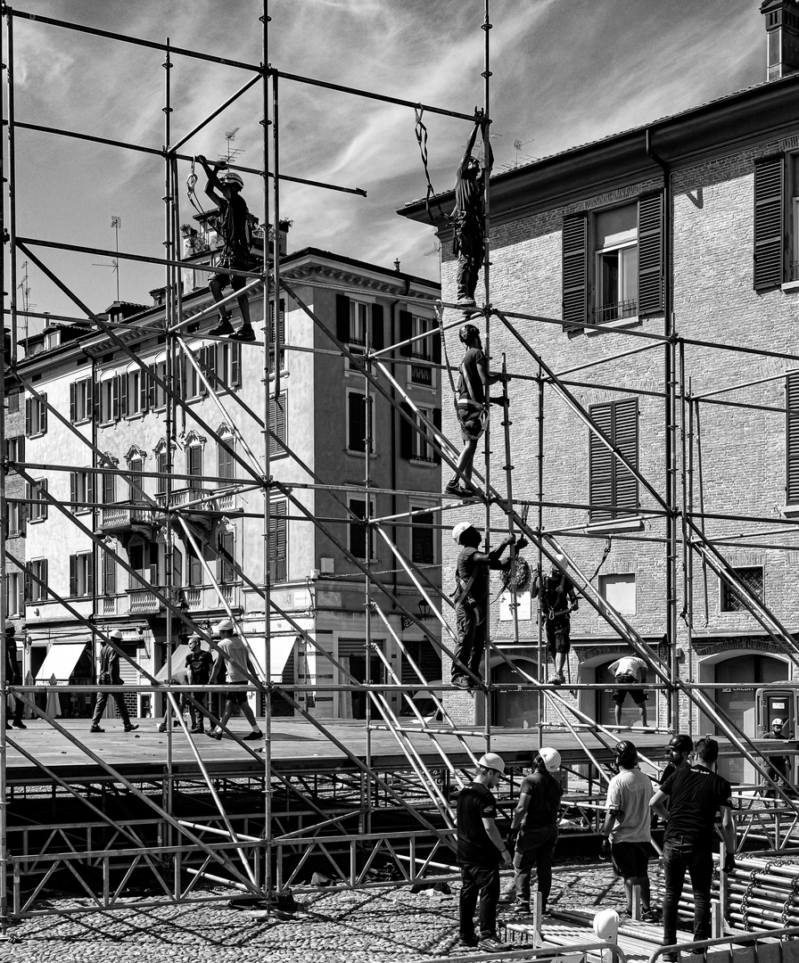 Gerüstbauer Foto & Bild spezial, monochrome, italien Bilder auf