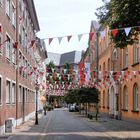 Geschmückte Straße in Düsseldorf