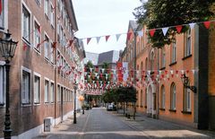 Geschmückte Straße in Düsseldorf