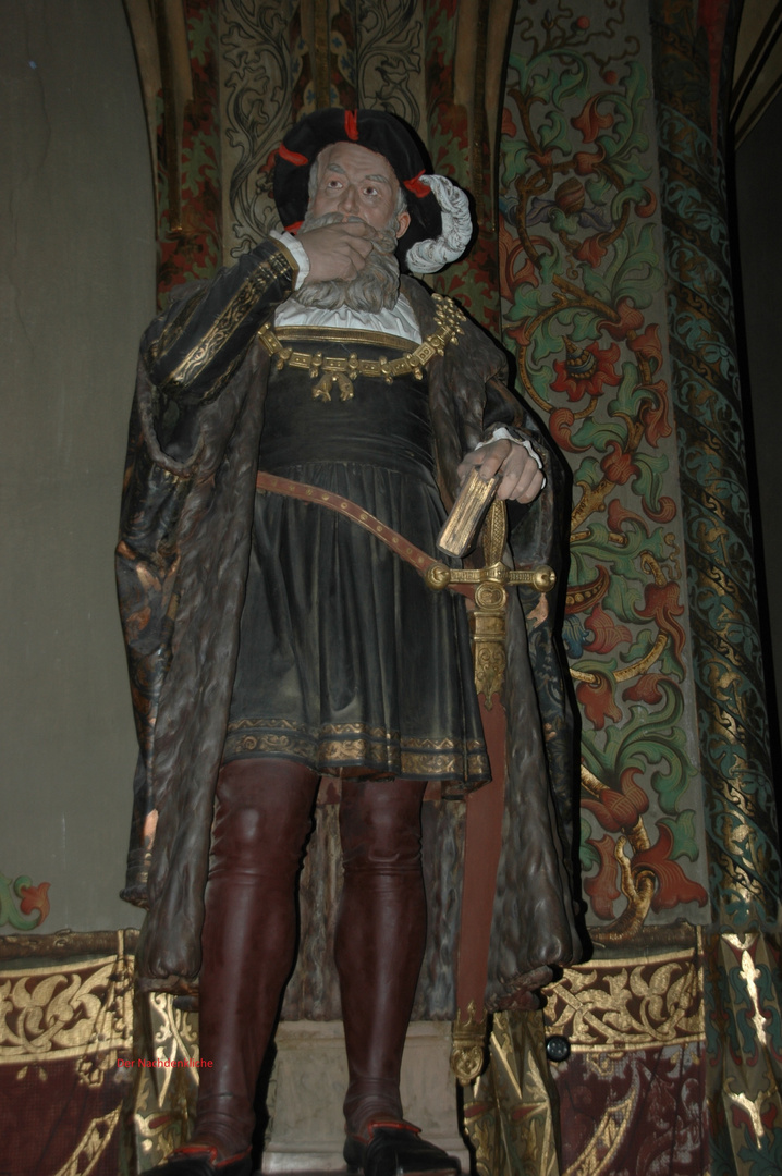 Geschnitzte Skulptur eines Adligen in der Albrechtsburg in Meissen