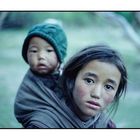 Geschwister aus dem Markha Valley, Ladakh, Indischer Himalaya