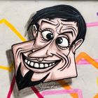 Gesicht als Graffitiart an einer Hauswand, Kassel, Deutschland