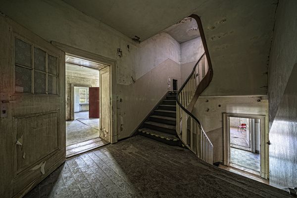 Gesindetreppenhaus im Schloss Lindenau