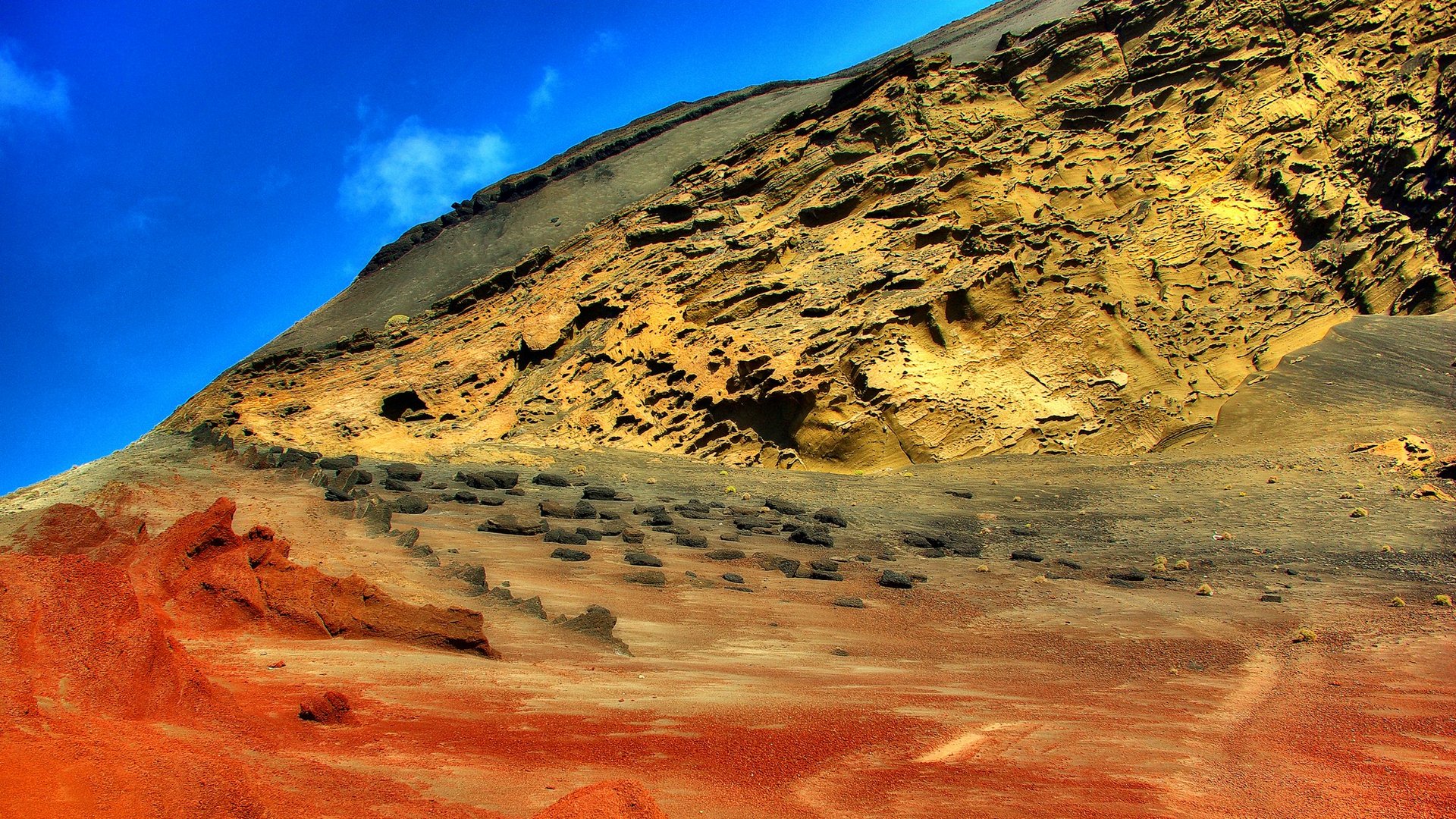 Gesteinsformationen bei El Golfo auf Lanzarote