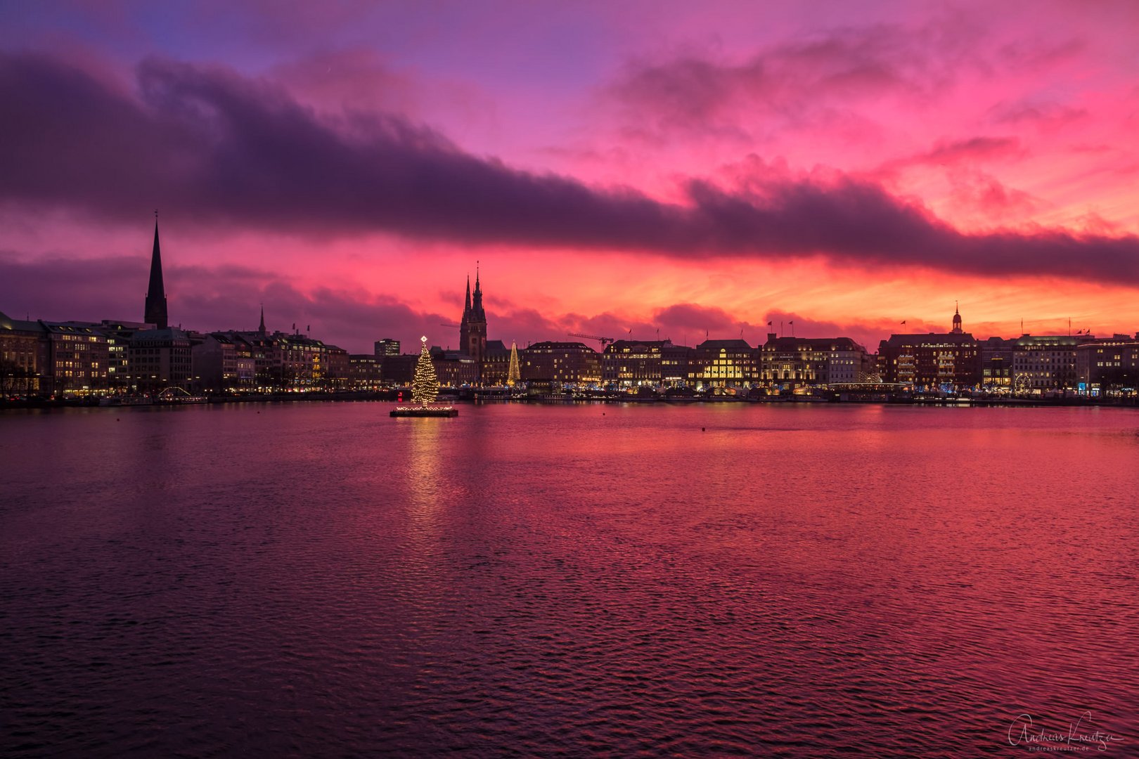 Gestern Abend an der Hamburger Binnenalster