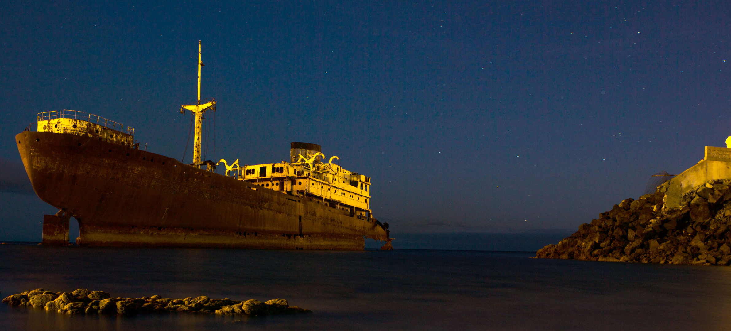 Gestrandeter Frachter Temple Hall vor Arrecife