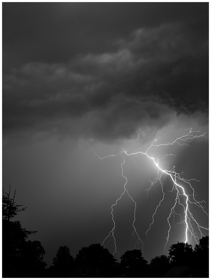 Gewitter Blitz Schwarz Weiß