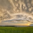 Gewitter mit Mammatus Wolken zum Sonnenuntergang