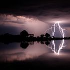 Gewitter über dem Okavango River in Namibia